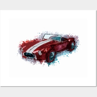 Classic Hot Rod Red Muscle Car Vintage style illustration art for the Racing Lovers Posters and Art